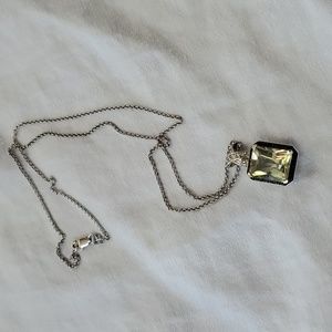 Green amethyst pendant with chain